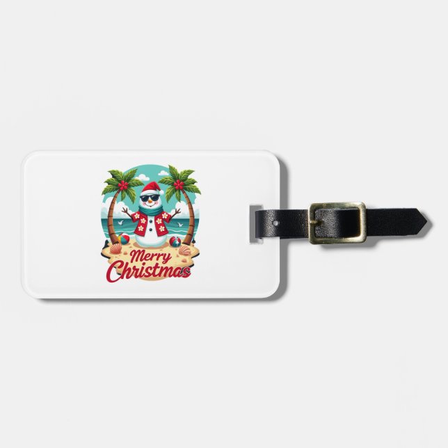 Weihnachts-Schneemann Gepäckanhänger (Vorderseite horizontal)