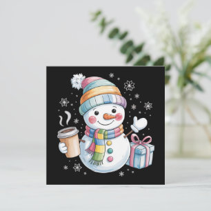 Weihnachts Schneemann Geschenk Urlaub Winter Xmas Feiertagskarte