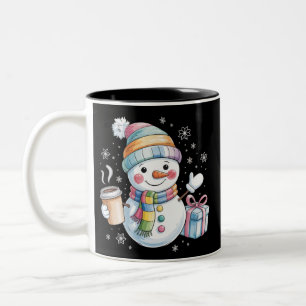 Weihnachts Schneemann Geschenk Urlaub Winter Xmas Zweifarbige Tasse