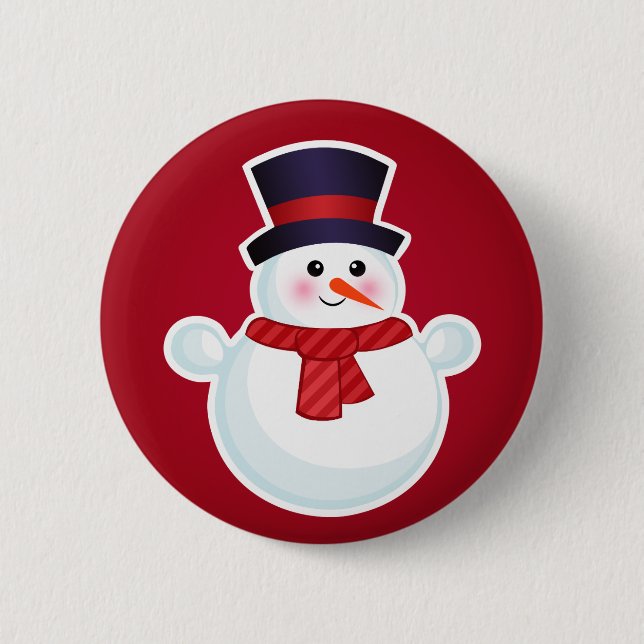 Weihnachts-Schneemann im roten Hintergrund Button (Vorderseite)