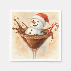 Weihnachts-Schneemann in einem Schokoladen-Martini Serviette