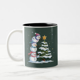 Weihnachts Schneemann Liebhaber Baum Xmas Winterpa Zweifarbige Tasse