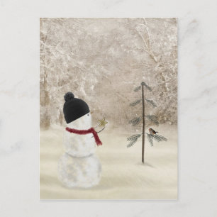 Weihnachts-Schneemann mit goldenem Stern  Postkarte