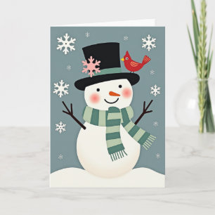 Weihnachts-Schneemann mit Kardinal Karte