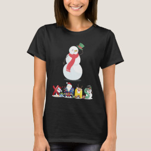 Weihnachts Schneemann Mops Feiertags Pyjama Xmas 2 T-Shirt