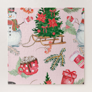 Weihnachts-Schneemann nahtloses Muster. Puzzle