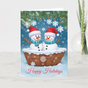Weihnachts-Schneemann-Paar Feiertagskarte