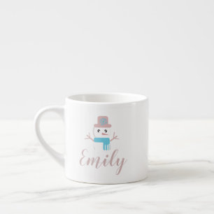 Weihnachts-Schneemann Pastell Rosa Name Espressotasse