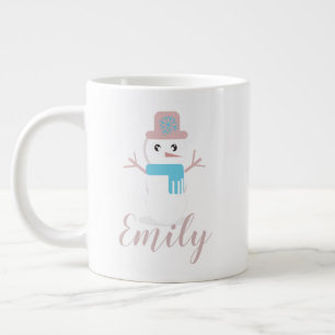 Weihnachts-Schneemann Pastell Rosa Name Jumbo-Tasse