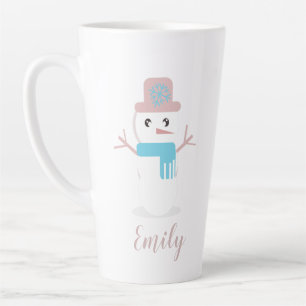 Weihnachts-Schneemann Pastell Rosa Name Milchtasse