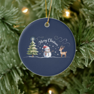 Weihnachts Schneemann Rentier Weihnachtsbaum Winte Keramik Ornament