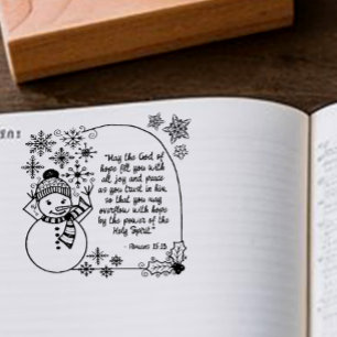 Weihnachts-Schneemann Römer 15,13 Christlicher Fei Gummistempel