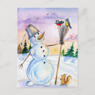 Weihnachts-Schneemann russischer Stil Karte