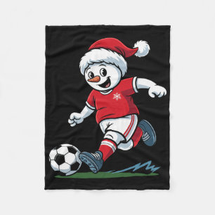 Weihnachts-Schneemann spielt Fußball Lustiger Spie Fleecedecke