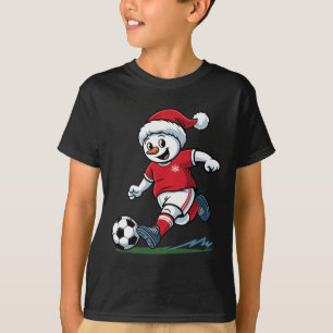 Weihnachts-Schneemann spielt Fußball lustiger Spie T-Shirt