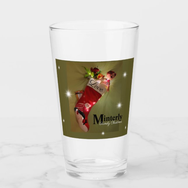 Weihnachts-Schneemann-Strumpf Glas (Vorderseite)
