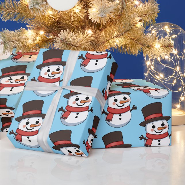 Weihnachts-Schneemann Süßes Cartoon-Muster Geschenkpapier (Feiertage)