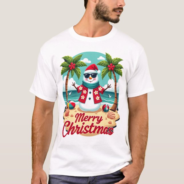 Weihnachts-Schneemann T-Shirt (Vorderseite)