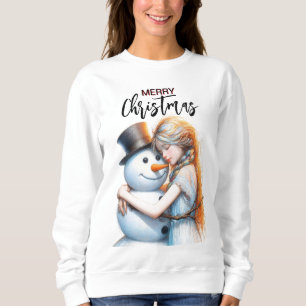Weihnachts-Schneemann und ein Mädchen Sweatshirt