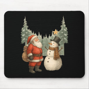 Weihnachts-Schneemann und Santa Er wurde aus Schne Mousepad
