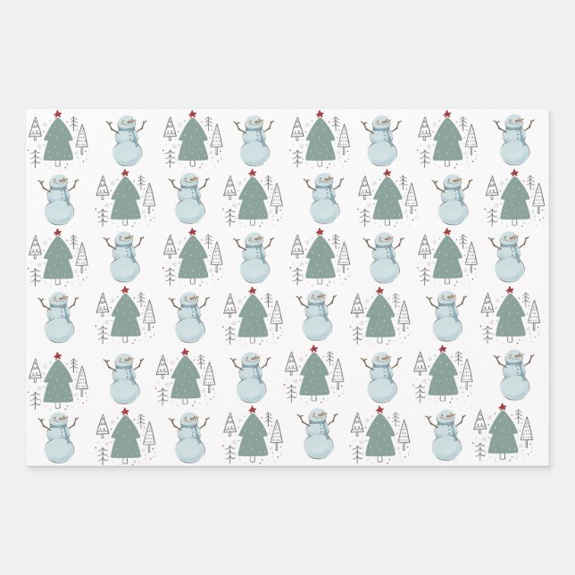 Weihnachts-Schneemann-Verpackung Geschenkpapier Set (Vorderseite)