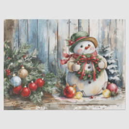 Weihnachts-Schneemann Vintage-Wasserfarbe-Decoupag Seidenpapier