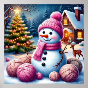 Weihnachts-Schneemann-Wanddekoration für ein gemüt Poster