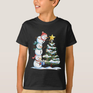 Weihnachts Schneemann Weihnachtsbaum Lustiger Schn T-Shirt
