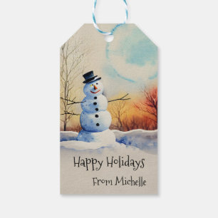 Weihnachts-Schneemann-Winterlandschaft Geschenkanhänger