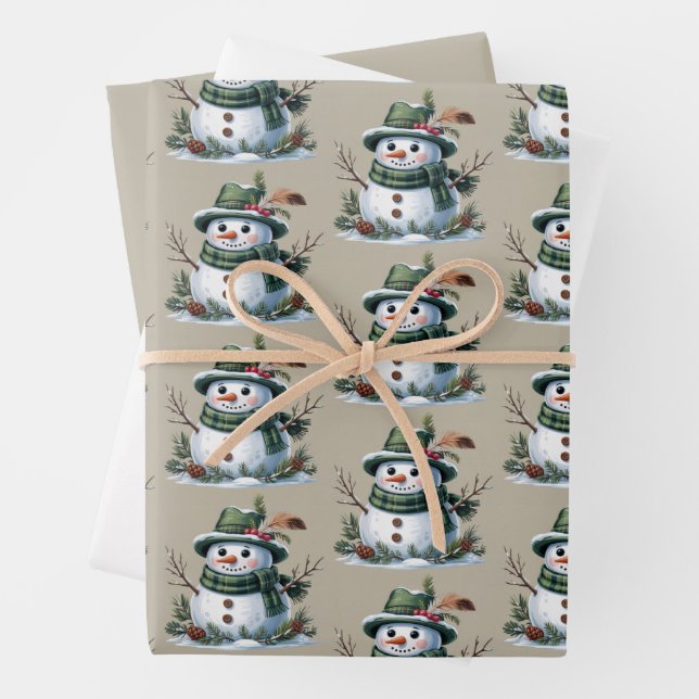 Weihnachts-Schneemann Winterzeit Feiertag Geschenkpapier Set (Beispiel)
