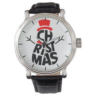 Weihnachts-Schneemann-Wortkunst Armbanduhr