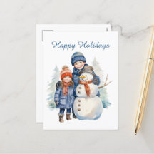 Weihnachts-Schneemänner fügen Text Aquarell Holida