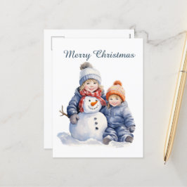 Weihnachts-Schneemänner fügen Text Aquarell Holida Feiertagspostkarte