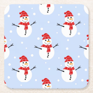 Weihnachts-Schneemänner Rechteckiger Pappuntersetzer