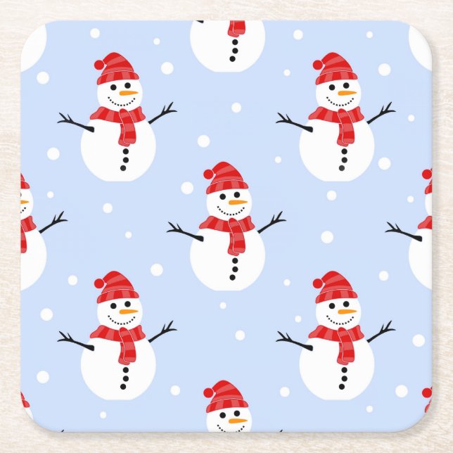 Weihnachts-Schneemänner Rechteckiger Pappuntersetzer (Vorderseite)