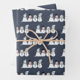 Weihnachts-Schneemänner-Reihe Xmas Winter-Feiertag Geschenkpapier Set