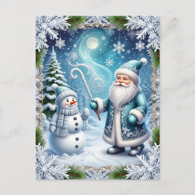 Weihnachts-Schneeszene Postkarte (Vorderseite)