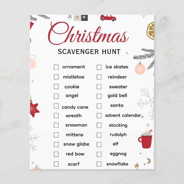 Weihnachts-Schnitzeljagd-Checkliste Kunst Flyer (Vorne)
