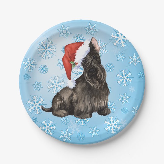 Weihnachts-Schottische Terrier-Papierplatte Pappteller (Vorderseite)