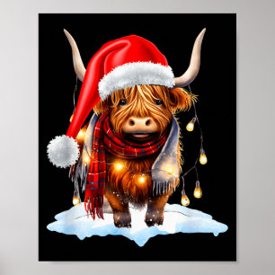 Weihnachts-Schottisches Hochlandrind in Weihnachte Poster