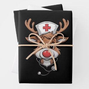 Weihnachts-Schrubben-Top Rentier-Gummihandschuhe P Geschenkpapier Set