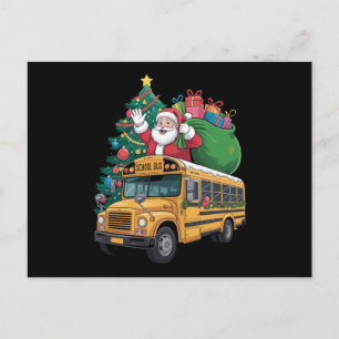 Weihnachts-Schulbus-Santa-Weihnachtsbaum-Urlaub Feiertagspostkarte