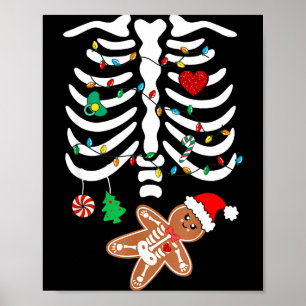 Weihnachts-Schwangerschaft Lebkuchen Skelett Poster