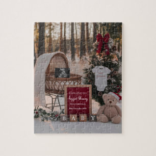 Weihnachts-Schwangerschaftsankündigung im Winter Puzzle