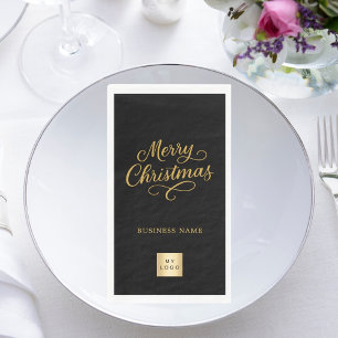 Weihnachts-Schwarz-Gold-Geschäftslogo Serviette