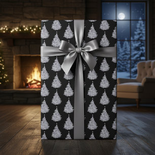 Weihnachts Schwarz-Weiß-Baumwrapping Papier Geschenkpapier
