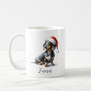 Weihnachts Schwarze Dackel Hund Hat Kaffee Tasse