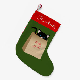 Weihnachts-Schwarze Katze aus der Tasche Kleiner Weihnachtsstrumpf
