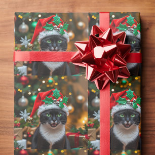 Weihnachts-Schwarze Katze Geschenkpapier