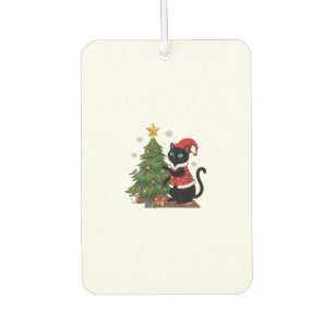 Weihnachts-Schwarze-Katze-Santa-Hut-Baum-Maus Autolufterfrischer